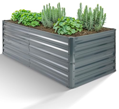 Arebos Hochbeet Metall 180x90x59 cm Anthrazit | Gartenbeet & Gemüsebeet aus verzinktem Stahl | Wetterfest & Rostfrei | Pflanzbeet für Garten, Terrasse & Balkon | Bausatz ohne Boden