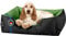 BedDog Hundebett LUPI, Hundekissen mit Abziehbaren Waschbaren Bezug, Hundekorb, Hundesofa, für Kleine Hunde, S, schwarz-grün