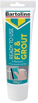 Bartoline Fix & Grout Tile Adhesive 330g – Water-Resistant Wall Tile Adhesive & Grout, Superb Grip, Anti-Slip, Ideal for Bathrooms, Kitchens, Showers & Wood Surfaces, Easy Application