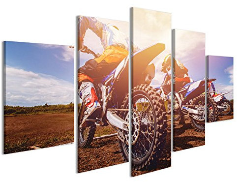 islandburner Bild auf Leinwand Dreckiges Fahrrad. Team Motocross auf Fahrrad Motorrad ist Start-Straße. Wandbild, Poster, Leinwandbild HON-MFP