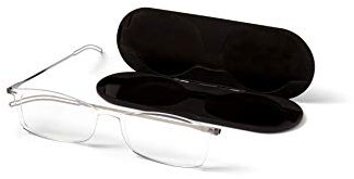 ThinOptics Unisex Brooklyn Clear 1.5 2,5 + kompaktes Universal-Etui, Rahmen, Schwarze Hülle, Lesebrille, klappbar, Stärke 2,50, durchsichtig, +1.50 Strength