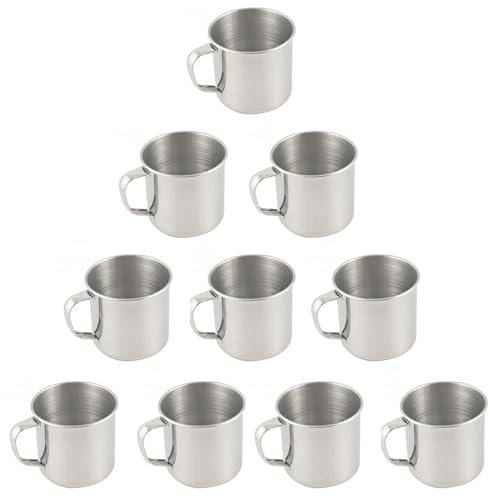 Stainless Steel Coffee Mugs 6oz Cups with Handle Set of 10 for Drinking Tea, Latte Espresso, Juice or Water