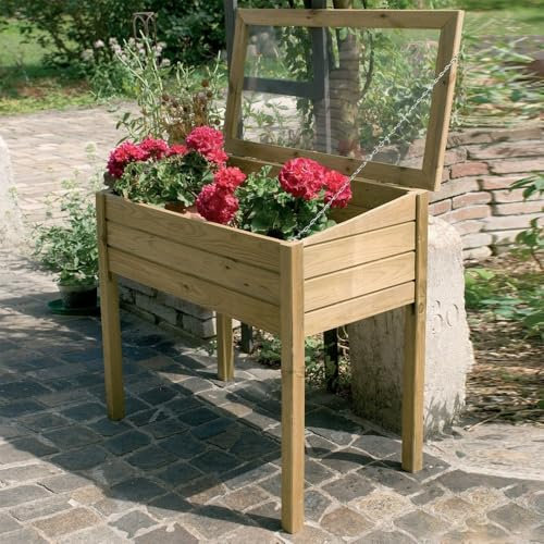 Semenzaio in Legno da Giardino 100x50x82 cm Cocoon – Mini Serra Rialzata con Plexiglass, Vaso per Sementi e Piante, Trattamento Autoclave, Kit di Montaggio Incluso