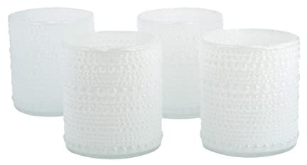 Creativery Lot de 4 photophores en verre 7 x 8 cm - Couleur au choix : blanc 029
