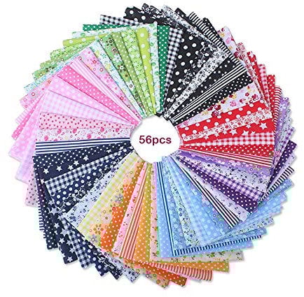 Yolistar 56 Stück Baumwollstoff, bedruckte Stoffe, Patchwork-Set für Handarbeiten