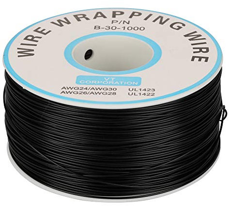 Akozon 30AWG Wrapping Wire Single Copper Wire Strand 1Roll 200 Meters Cable 0.25mm Diameter(Black)