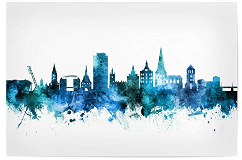 artboxONE Poster 75x50 cm Städte Rostock Germany Skyline Blue - Bild Rostock Blue Cityscape