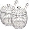 ZEAYEA 2 Pack 8 oz Honey Jar with Dipper and Lid, Glass Honey Pot Container, Clear Honey Holder Dispenser for Home Kitchen, Beehive Honey Dish for Store Honey and Syrup, Dishwasher Safe