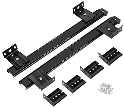 WAOUY Tastaturschublade Unter Schubladenführung Schubladenschienen 350mm Vollauszug Schubladenauszüge Hängende Montage Auszugslänge 580mm 30kg 1 Paar (Color : Black)