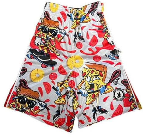 Flow Society Slice of Flow Pizza Boys Shorts - Kid Athletic - Basketball - Baseball - Hockey - Football - Lacrosse - Multi