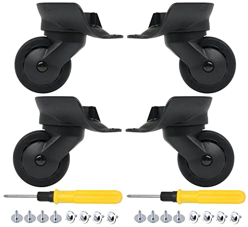 BQLZR W187 Lot de 4 roues pivotantes à 360 degrés pour bagages avec vis Noir