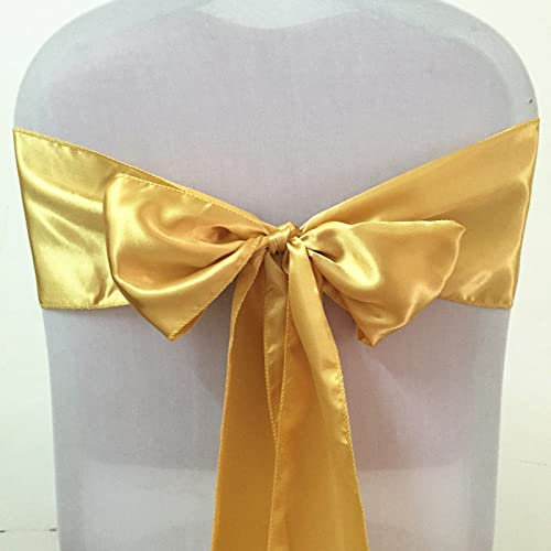 50pcs Or Rose Chaise De Mariage Ceintures Satin Noeud Papillon Ruban Bande pour Banquet Hôtel Fête Événement Chaise Décoration,Gold