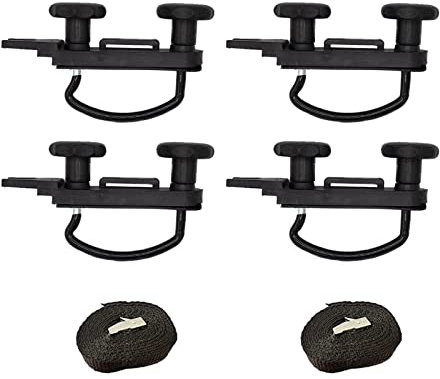 Cheerock 4Pcs Universal Roof Box U Metal Bolt Clamps Car Mounting Bracket Mounting Fitting U Clips Kit Rooftop Cargo Carrier Rack Bolts 85mm Internal Width with 8 Lock Nuts and 2 Straps