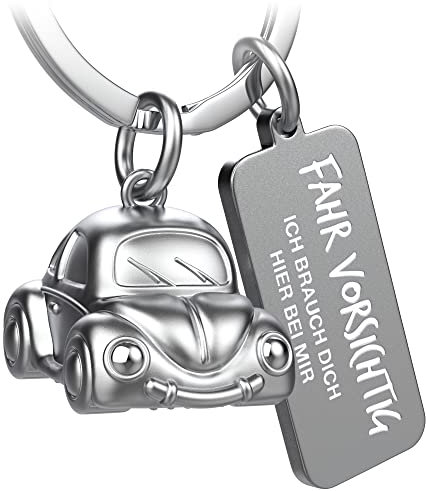 FABACH Auto Schlüsselanhänger Car mit Gravur - Schutzengel Schlüsselanhänger Engel für Autofahrer - Geschenk Glücksbringer Fahr vorsichtig Auto Geschenke - Fahr vorsichtig, ich brauch dich