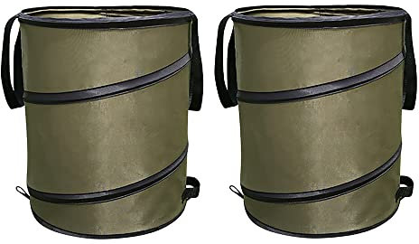 Camping Trash Can, Pop-Up Trash Can/Recycle Bin, Reusable Yard Waste Bags/Lawn Bags/Leaf Bags, Car Garbage Can, Foldable Camping Recycling Bin 2-Pack (Green10gallons)