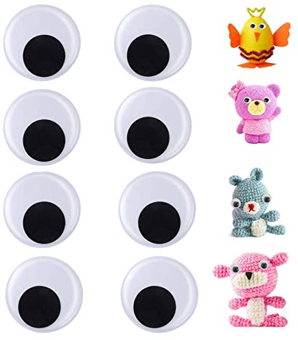 JieGuanG Selbstklebend Wackelaugen, 8 Stück Wiggle Googly, 50mm Kulleraugen Selbstklebend für DIY Scrapbooking Handwerk