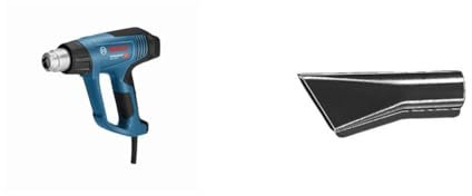 Bosch Professional 06012 A6200 Professional Décapeur thermique GHG 20-63 (2000 W, plage de températures 50-630, film, en carton), Bleu, 3 flux d'air + Bosch Accessories 1609201799 Buse étroite 10 mm