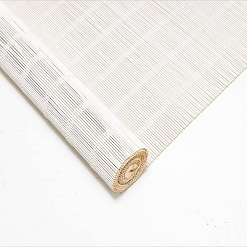 Sh000ad Weiß Bambus-Rollo Raffrollo,45% Verdunkelungsrollo,Jalousien aus Holz,Sonnenschutz und Privatsphäre,Atmungsaktives Vorhänge Für Fenster/Türen/Terrassen,Anpassbar (W 70 x H 200cm)