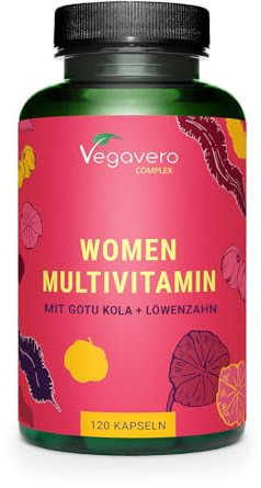 Multivitamin Women Vegavero® | Vegan | Vitamine & Mineralien für die Frau | Premium Markenrohstoffe | Mit Gotu Kola & Löwenzahn | A-Z Vitamins | Ohne Zusätze | 120 Kapseln
