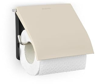Brabantia - Renew Toilettenpapierhalter - für alle Gängigen Rollengrößen - Wandmontage - Korrosionsbeständig - Badezimmerzubehör - Inkl. Befestigungsmaterial - Soft Beige - 17 x 13,2 x 12,3 cm