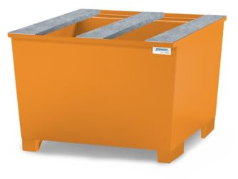 Auffangwanne base-line aus Stahl für 1 IBC, lackiert, Auflageprofile