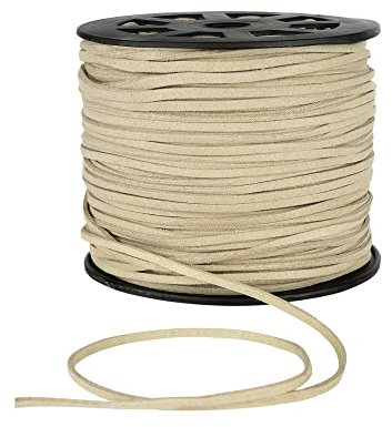 4mm Suede Cord for Jewellery Making Macrame Cord Necklace String Bracelet String Faux Leather Gift Wrapping String Necklace Making Beading Thread DIY Crafts - Discount Fabrics LTD (Cream,5m)