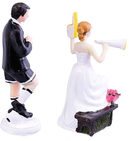 Garneck Tortenaufsatz Für Hochzeit Paar Fußball Thema Harz Braut Und Bräutigam Figuren Mit Trompete Und Brett Dekoration Für Hochzeitsfeiern