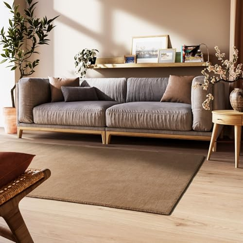 Steffensmeier Gabbeh Teppich Nomade | Wolle (Schurwolle), Sand, Größe: 130x190 cm Kurzflor für Wohnzimmer, Flur, Ethno Look