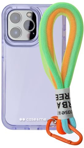 case&me Coque avec Cordon Urban pour iPhone 12 Pro Max, Cordon Multi-usages Amovible, Coque Transparente colorée, Coque Fashion, Violet