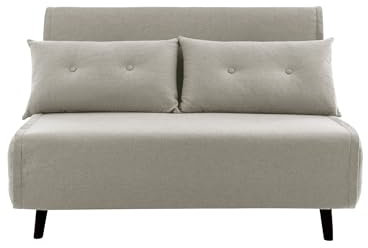 Home Heavenly® - Sofá Cama Pegaso 3 en 1. Sofá Plegable Convertible en Cama Tipo futón. Sofá tapizado en Tela Color Beige y cojín Incluido. (2 Plazas)