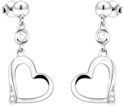 SOFIA MILANI - Damen Ohrringe 925 Silber - mit Zirkonia Steinen - Herz Kugel Ohrstecker - E2296