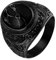 OIDEA Herren Siegelring Schwarz Rund: Biker Ring aus Edelstahl mit Achat Stein Herrenring Punk Rocker Ringe Vintage Edelstahlring Viking Signetring Schmuck Geschenk für Männer Größe 54