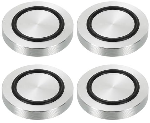 PATIKIL M8 Rosca 50mm Diámetro 8mm Espesor Círculo de Aluminio Disco Adaptador de Vidrio 4Pcs Pata Redonda de Mesa Sólidas con Placa de Y Anillo de Goma Antideslizante
