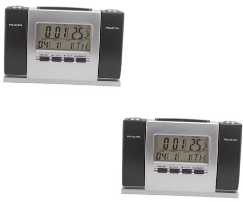 MAGICLULU 2stücke Multifunktionale Digitale Projektionsuhr Mit Temperaturanzeige Und Alarmfunktion Indoor-wanduhr Projektionsköpfe LCD-Display Batterie