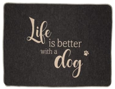David Fussenegger Haustierdecke Life is Better Dog, klein anthrazit, 90x70 cm, 7319/98
