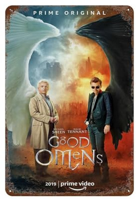 KSOXDAITIP TV-Serie Good Omens Poster, Wanddekoration, Kunst, Metallblech-Poster, moderne Heimdekoration, Kunst, Metallposter, Hausbar, Laden, Dekorationen, Vintage-Schild, Geschenk, 30 x 20 cm