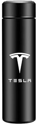 DAliusha Auto Thermobecher für Tesla Model S 2016-2023, 500ML Thermosflasche 304 Edelstahl Reisebecher Isolier-Trinkbecher Dicht mit LED Temperaturanzeige für Hitze und Kälte Vakuum Isolierbecher