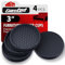 Furniture Coasters - 3 Non Slip Furniture Pads for Hardwoods Floors, 4 PCS Square Rubber Non Skid Furniture Caster Cups, Anti Slide Furniture Feet Floor Protectors for Bed Couch Stoppers (Black)