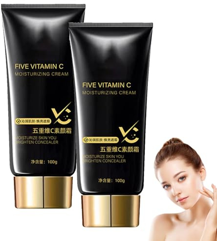 Niacinamide Vitamin C Black Tube Skin Cream,Vitamin C Whitening Cream,Vitamin C Face Cream,Vitamin C Cream Moisturizer,Anti Aging Vitamin C Gesichtscreme & Aufhellungscreme für dunkle Flecken (2PC)