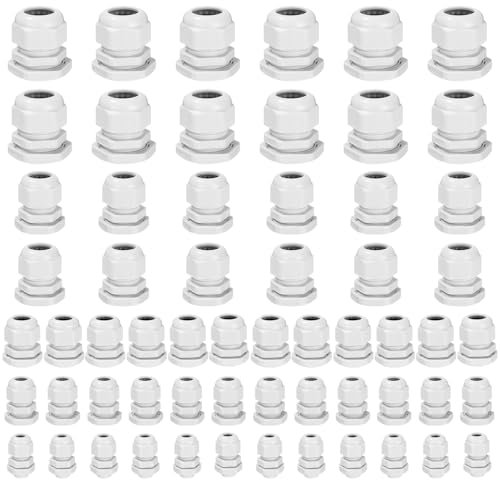 60 Pezzi Pressacavi Elettrici Impermeabili,M12 M16 M20 M25 M32 Cavo Flessibile Regolabile,Pressacavi Casa,Giardino,Illuminazione Esterni,Fissaggio Cavo,Pressacavi Elettrici con Guarnizioni Controdado