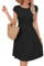 Missufe Damen Sommerkleid A Linien Swing Knielang Skaterkleid Freizeitkleider mit Taschen (Schwarz, Large)
