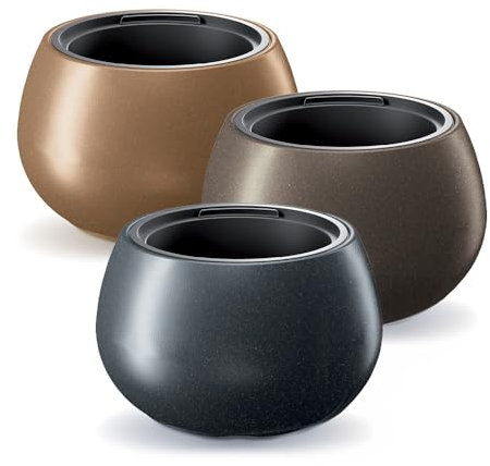 magubo Eco Pflanzkübel Groß Außen - Blumentopf Mit Einsatz, Blumenkübel Aus Kunststoff und Holz, Blumentopf Groß Draussen, Übertopf, Blumentopf Groß für Garten und Balkon (Coffee Eco Wood, ⌀436mm)