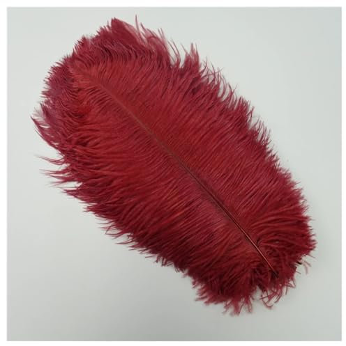 GreatRise 15-20cm Natürlich Straußenfedern Weich Strauß Federn Strauß Feder Plume Vogelfedern Bastelfedern für Hochzeit Halloween Weihnachtsdekoration Tisch Dekoration Burgunderrot 10 Stück