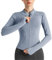 Sportshirt Damen Langarm, Gym Top Laufjacke mit Langer Reißverschluss, Leicht Fitness Oberteil Sweatshirt, Yoga Trainingsjacke mit Daumenloch (DE/NL/SE/PL, Alphanumerisch, M, Regular, Regular, Blau)