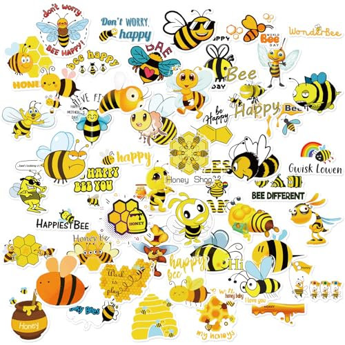 50 Stück Bienen Tier Aufkleber, Biene Deko Geschenke Merch, Niedlich Deko, Vinyl Wasserdicht Aesthetic Aufkleber für Jugendliche Kinder Erwachsene für Scrapbooking, DIY Handwerk, Laptops, Journal