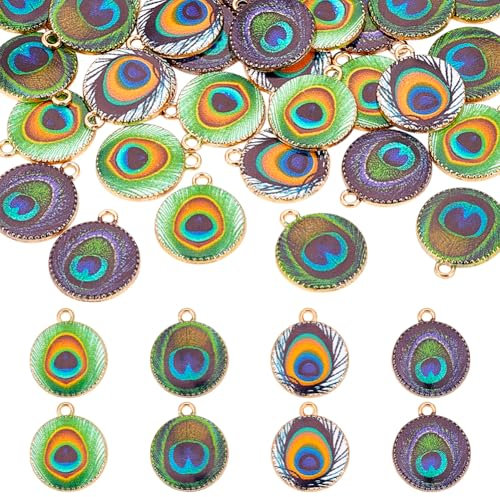 PH PandaHall 40 Stück 4 Farben Feder Charms Pfauenfeder Anhänger 17mm Feder Charms Emaille Anhänger Für Halsketten Träumerfänger Schmuckherstellung