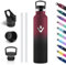 Vikastar Gourde Isotherme, 1000 ml Anti-Fuite, Bouteille Isotherme, sans BPA, Gourde Inox, Réutilisable, Gourde Isotherme 1L pour Fitness, École, Sport, Cyclisme, Rouge & Noir
