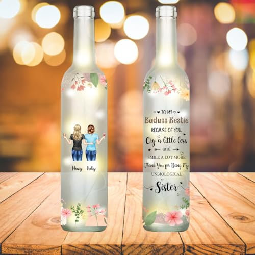 BFHEFGSUU Personalised Forever Bestie Bottle Lamp Custom Name Portrait Bottle Light Romantic Bottle Lamp Gift for Friend Bestie Birthday Anniversary Christmas (Style 10)