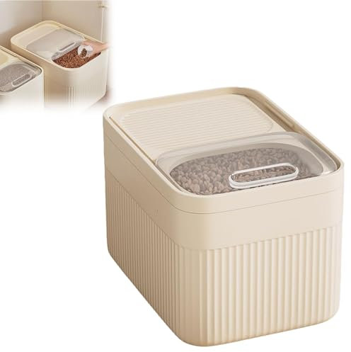Boîte de rangement hermétique pour aliments pour animaux domestiques, jusqu'à 13,6 kg, pour chien, chat et autres animaux de compagnie avec tasse à mesurer (blanc, 24 x 17 x 18 cm)