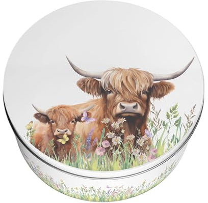 Purely Home Highland Cow & Calf - Molde grande para tartas – Recipiente redondo de metal para hornear 23 x 10 cm